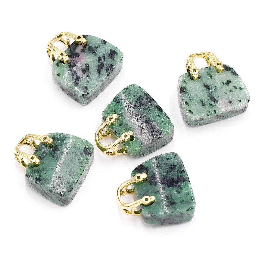 Natural crystal stone mini handbag powder crystal diy pendant ins wind powder crystal decoration creative  wholesale