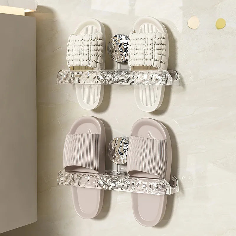 Glacier Pattern Bathroom Sucker Slipper Rack Toilet Non-perforated Wall-mounted Shoes Storage Rack Rack for Toilet