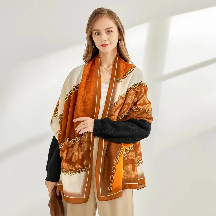 women's fashion star heart shape cotton and linen printing cotton linen scarves