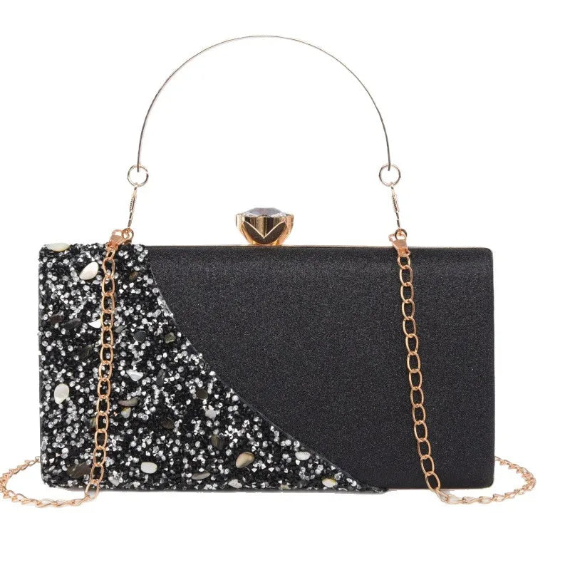 Explosions  New Rhinestone-encrusted Evening Bag High-grade Texture Evening Dress Clutch Bag Chain Shoulder Bag