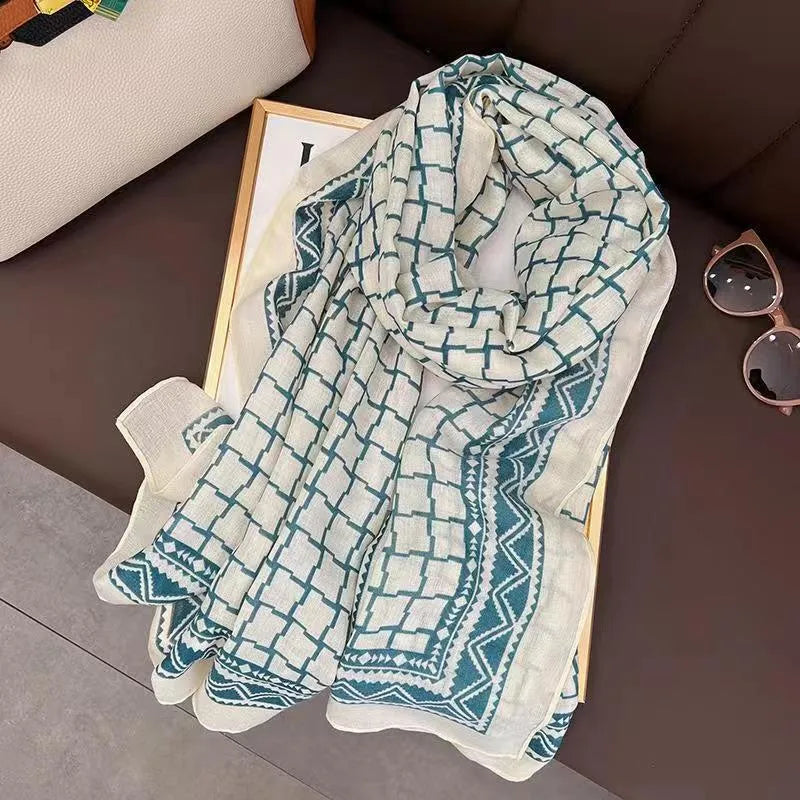 women's fashion star heart shape cotton and linen printing cotton linen scarves