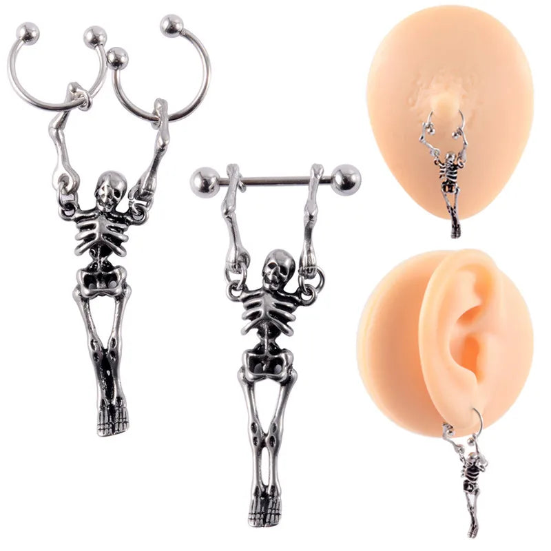 1 Piece Halloween Fashion Skull Plating Stainless Steel Drop Earrings