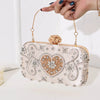 champagne polyester heart shape square evening bags