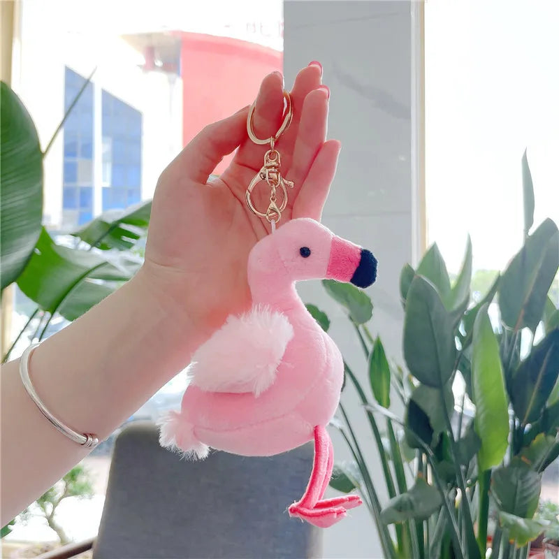 cute animal flamingo pp cotton women's bag pendant keychain