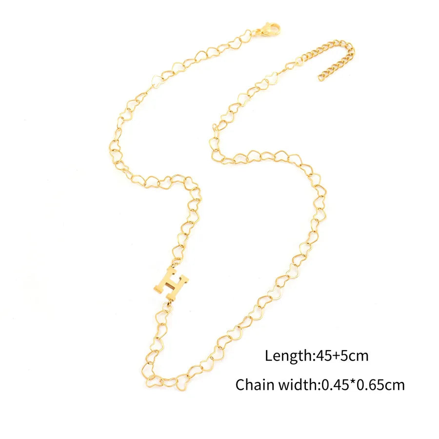 Wholesale Jewelry Elegant Simple Style Classic Style Letter 201 Stainless Steel 304 Stainless Steel Heart-Shaped Chain Pendant Necklace