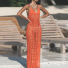 women's vacation beach solid color hollow out 1 piece cover ups