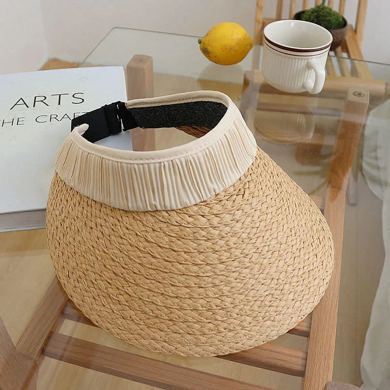 women's vacation solid color big eaves sun hat