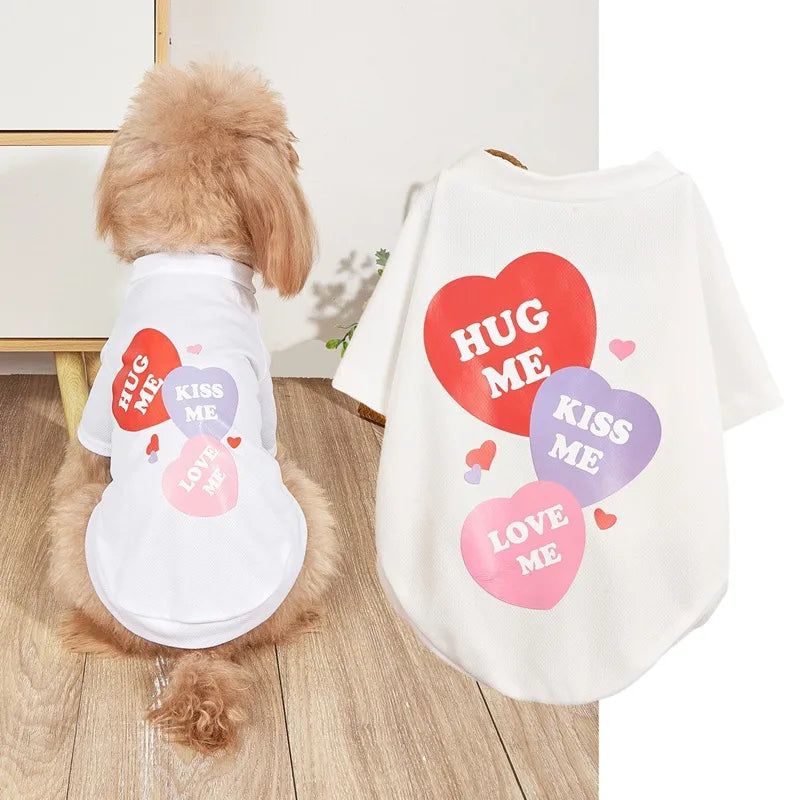 casual polyester cartoon letter heart shape pet clothing