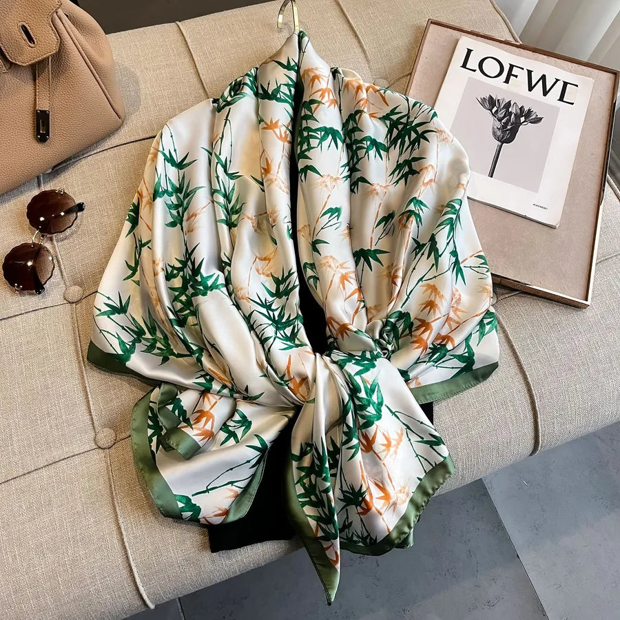 Women's Simple Style Streetwear Leopard Satin Printing and Dyeing Printing Scarf
