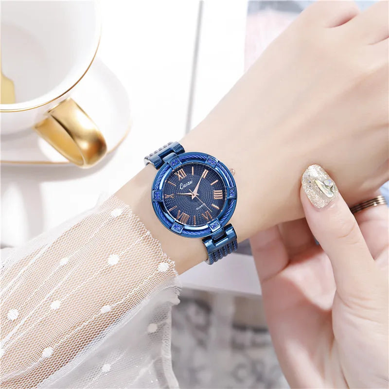 Retro Classic Style Solid Color Jewelry Buckle Quartz Watch