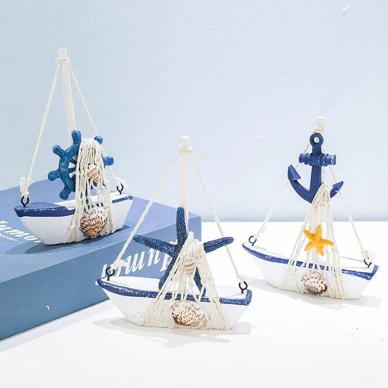 Marine Style Ship Rudder Anchor Wood Ornaments Artificial Decorations