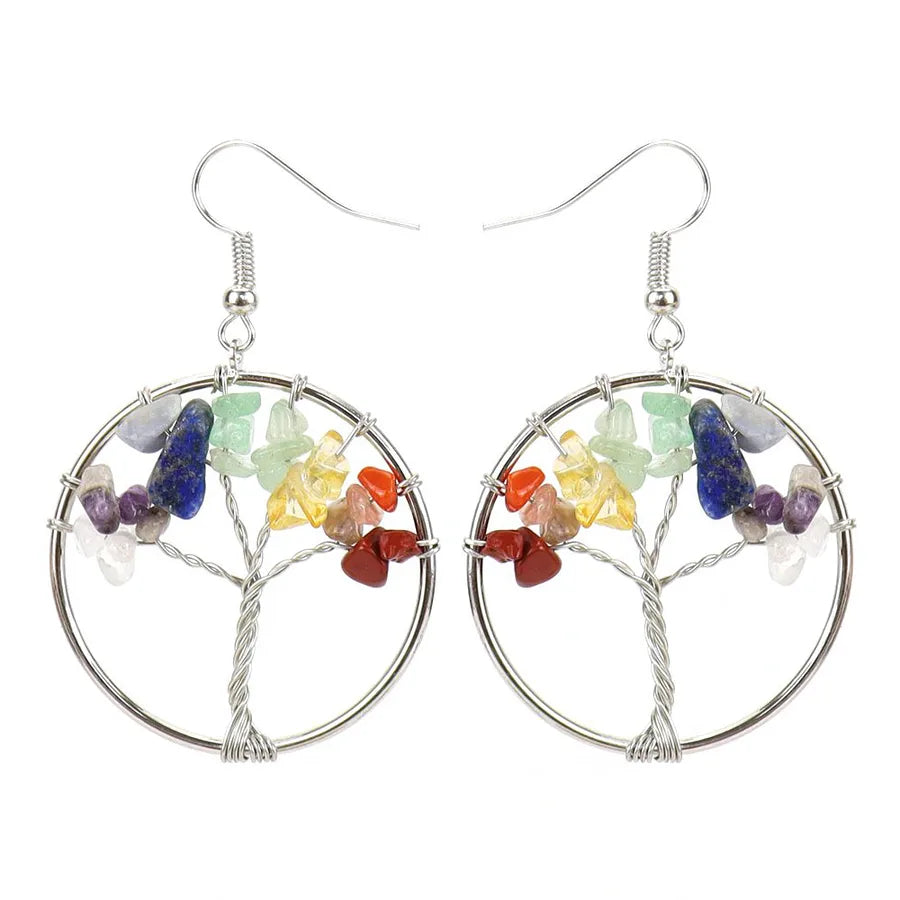 fashion tree natural stone copper beaded plating drop earrings 1 pair