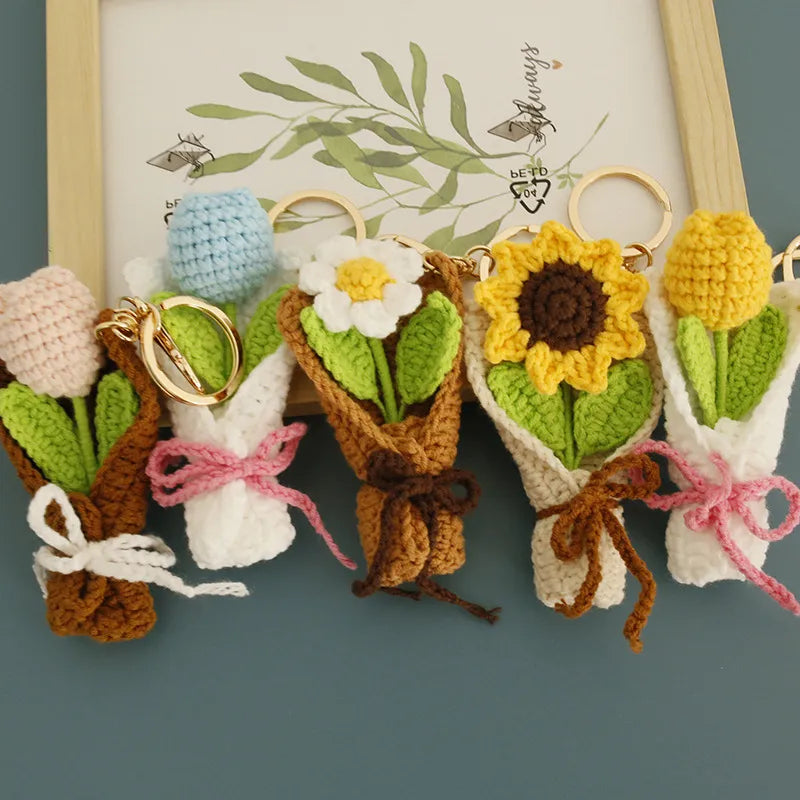 1 Piece Cute Classic Style Flower yarn Bag Pendant Keychain