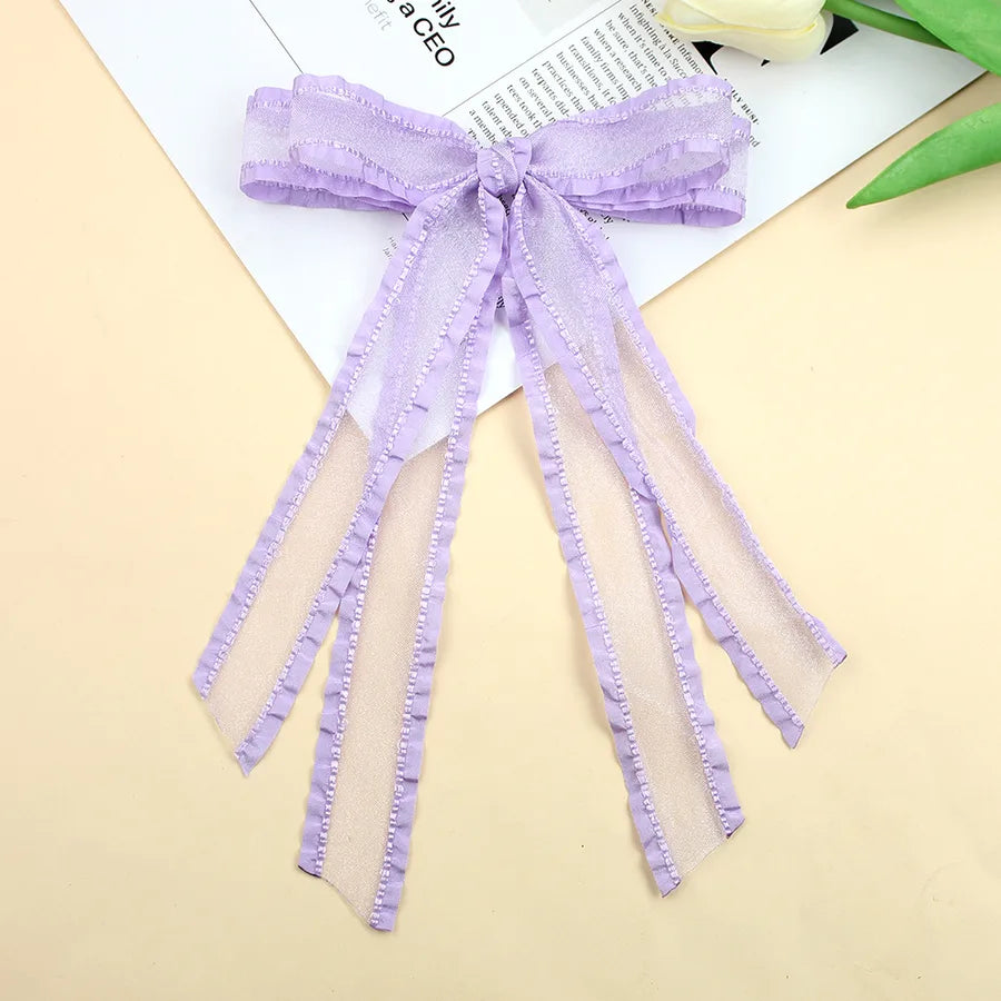New-New Double Ruffled Ruffled Snow Yarn Bow Ribbon Women's Sweet Double Skirt All-match Girl's Headwear
