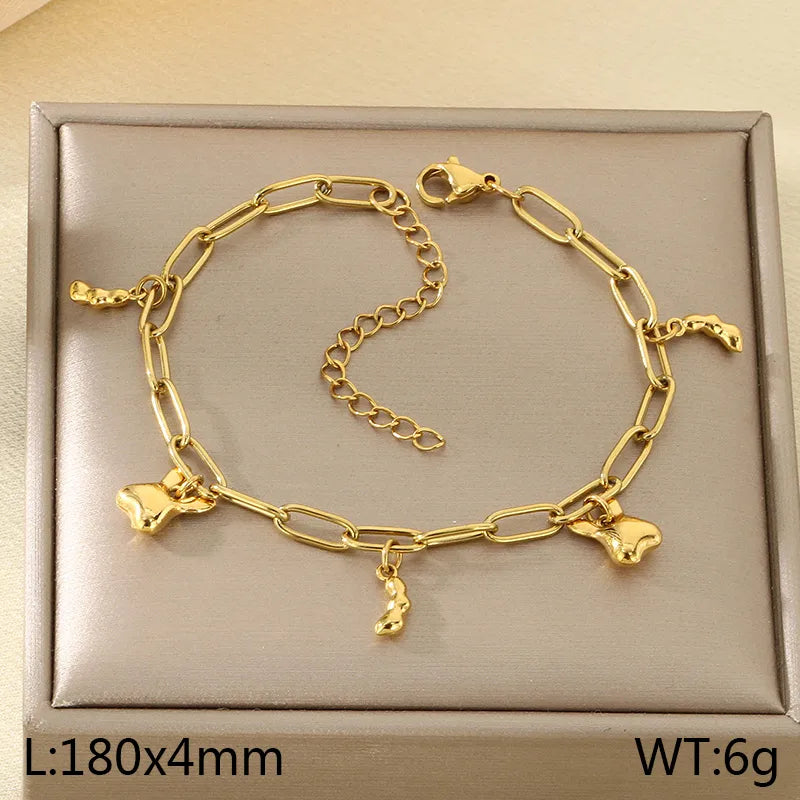 IG Style Vintage Style Cherry Ocean Butterfly 304 Stainless Steel 18K Gold Plated Paperclip Chain Bracelets In Bulk