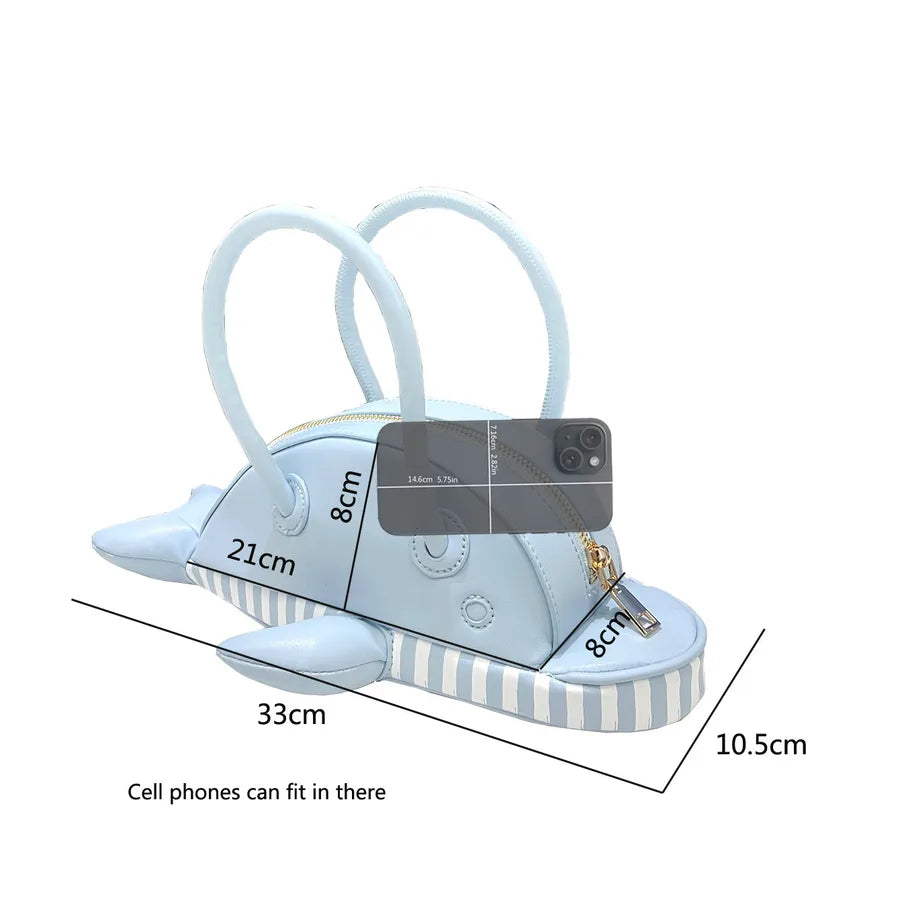 Women's Medium Pu Leather Dolphin Cute Streetwear Sewing Thread Oval Zipper Handbag