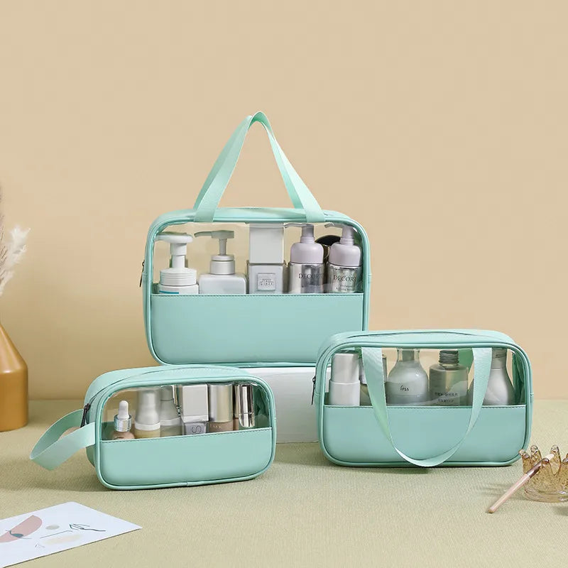 cute pastoral solid color pu leather makeup bags