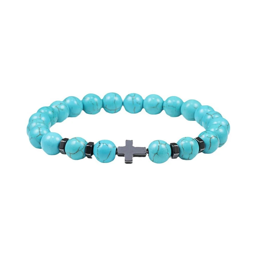 Hot Selling Natural Stone Cross Bracelet Fashion Niche Men's Bracelet Gift Yiwu Jewelry Wholesale