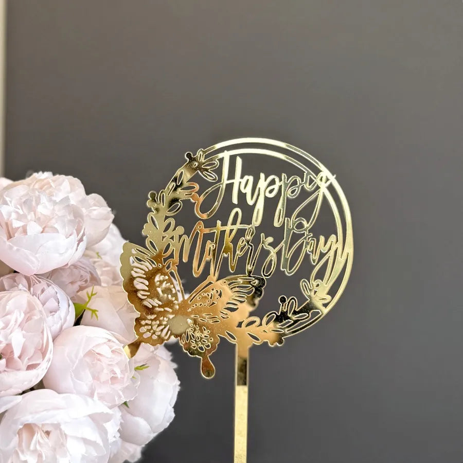 Mother'S Day Romantic Letter Flower Butterfly Acrylic Party Cake Decorating Supplies Party Supplies Cake Decorating Supplies 1 Piece