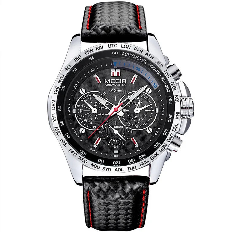 A generation of hair beauty MEGIR men's watch sports hot watch fake Three-Eyed luminous men's watch 1010G