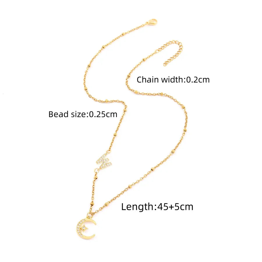 Wholesale Jewelry Elegant Simple Style Classic Style Letter Moon 201 Stainless Steel Copper Cross Bead Necklace Pendant Necklace