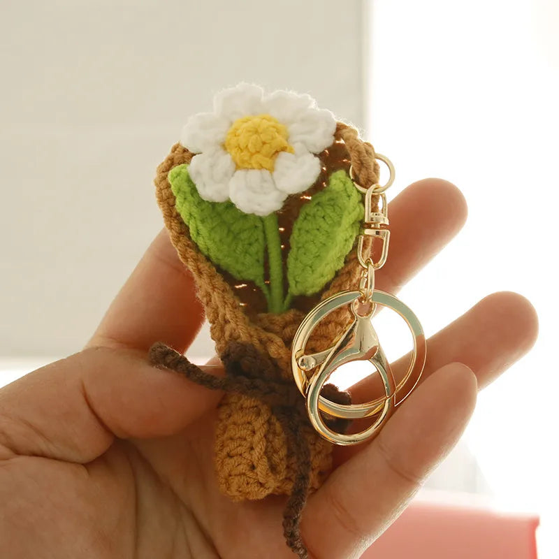 1 Piece Cute Classic Style Flower yarn Bag Pendant Keychain