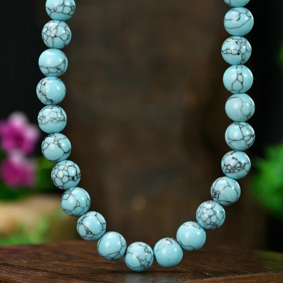 Pastoral Round Alloy natural stone Beaded Chain Necklace In Bulk