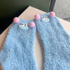 women's casual cartoon polyester coral fleece crew socks a pair