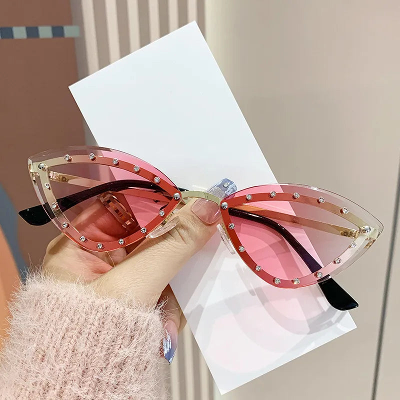 Punk Classic Style Gradient Color Ac Gradient Tinted Lenses Cat Eye Full Frame Women's Sunglasses
