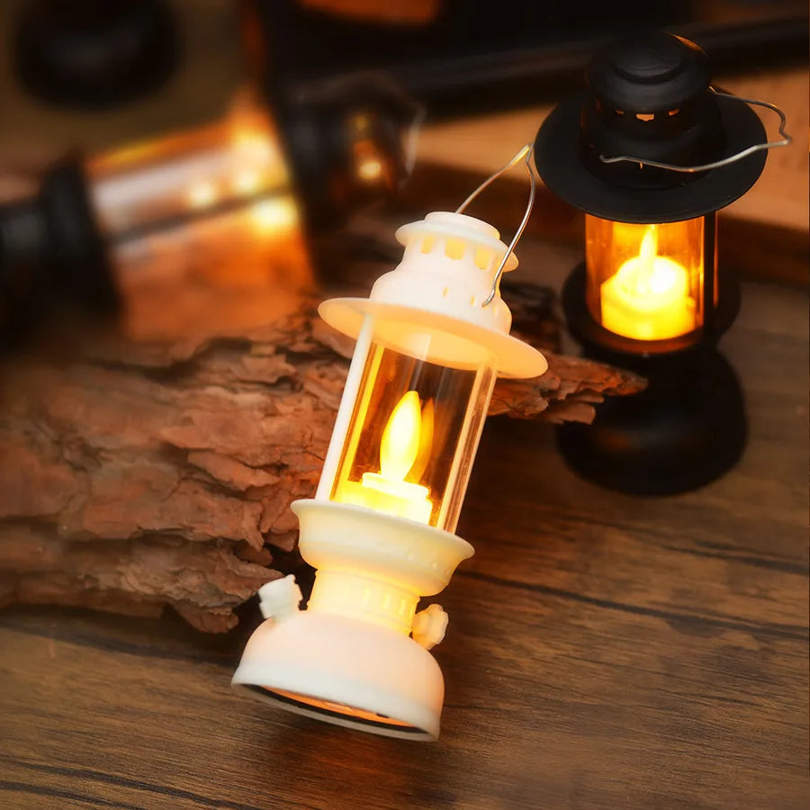 Antique Style LED Palace Lamp Night Light Outdoor Camping Decorative Lamp Geometric Stereo Pattern Glass European Style