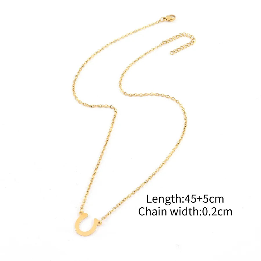 Wholesale Jewelry Simple Style Classic Style Horseshoe 201 Stainless Steel 304 Stainless Steel cable chain Pendant Necklace