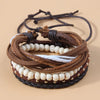Ethnic Style Solid Color Pu rope Wood Men's Bracelets