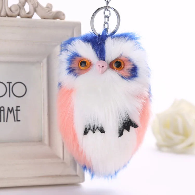 cute owl plush metal women's bag pendant keychain