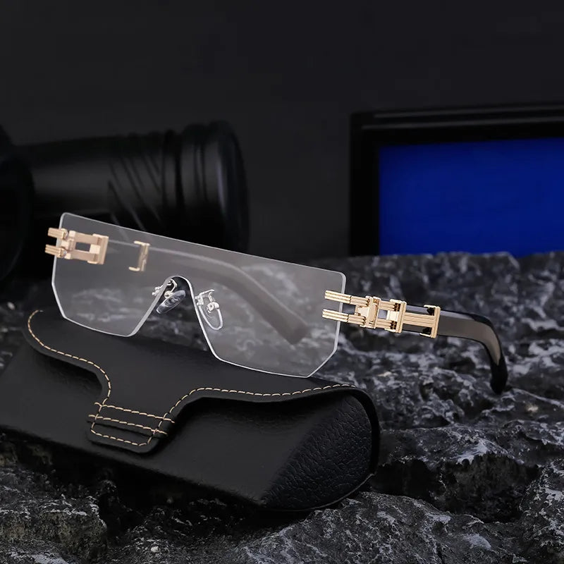 Vintage Style Hawaiian Geometric Pc Square Frameless Men's Sunglasses