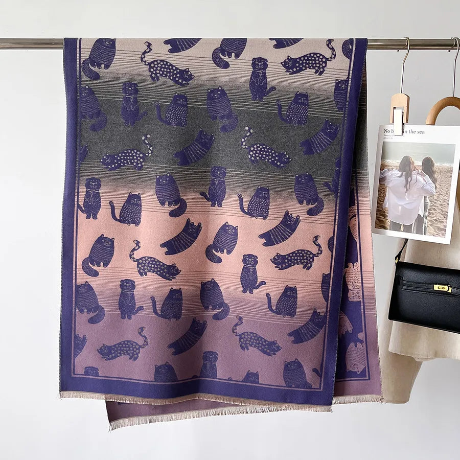 Unisex Cute Basic Cat Polyester Scarf