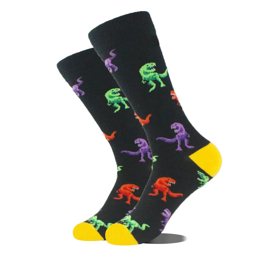 men's fashion cartoon nylon cotton printing crew socks a pair