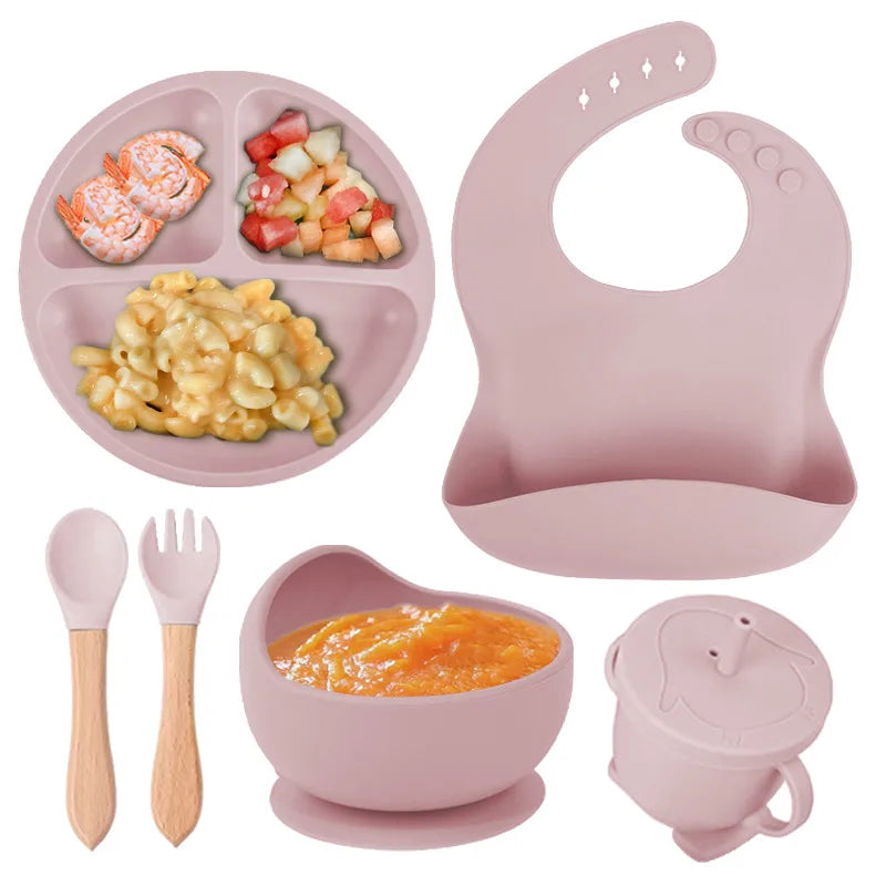 casual solid color silica gel tableware 1 set