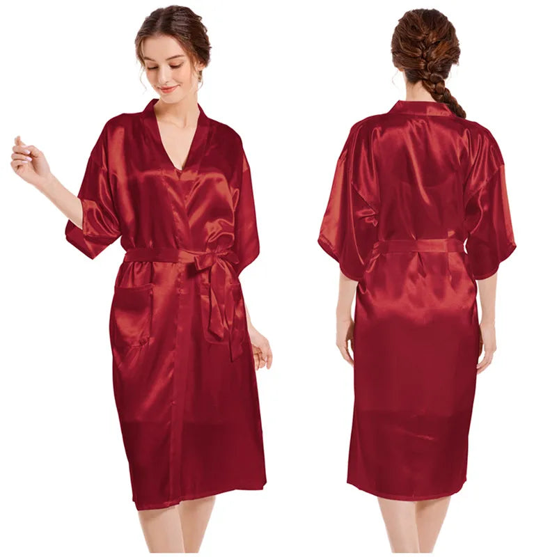 Casual Women's Lady Solid Color Imitated Silk Polyester Pajama Sets