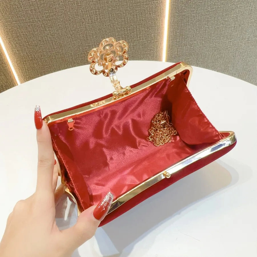 Velvet Diamond Embedded Women's Crossbody Shoulder Bag Evening Party Wedding Dress Handbag Pillow Shape Fashion Print