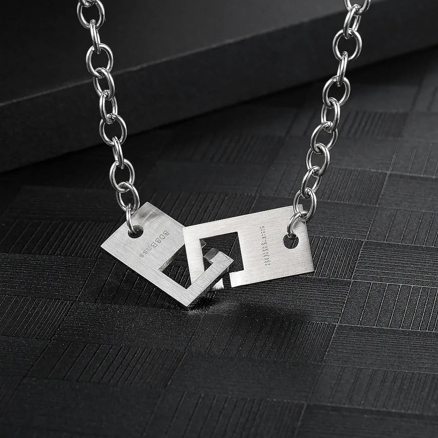 Hip-Hop Solid Color 304 Stainless Steel Patchwork 18K Gold Plated Men's Pendant Necklace