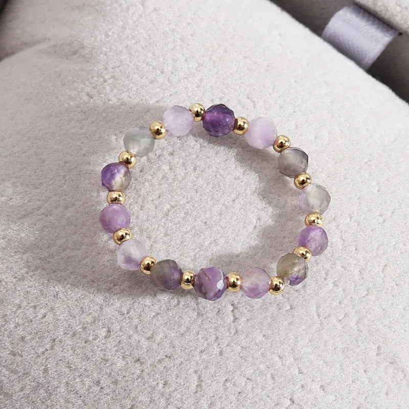 original design geometric alloy natural stone beaded rings