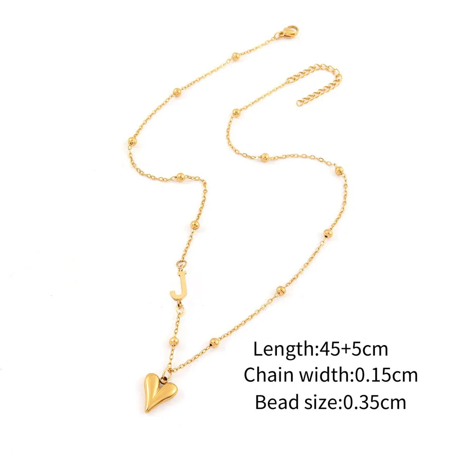 Wholesale Jewelry Elegant Simple Style Classic Style Letter Heart Shape 201 Stainless Steel 304 Stainless Steel ball chain Pendant Necklace