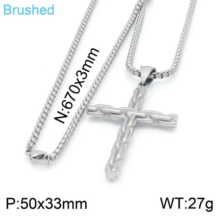 Wholesale Jewelry Vintage Style Classic Style Cross Titanium Steel Plating Pendant Necklace None