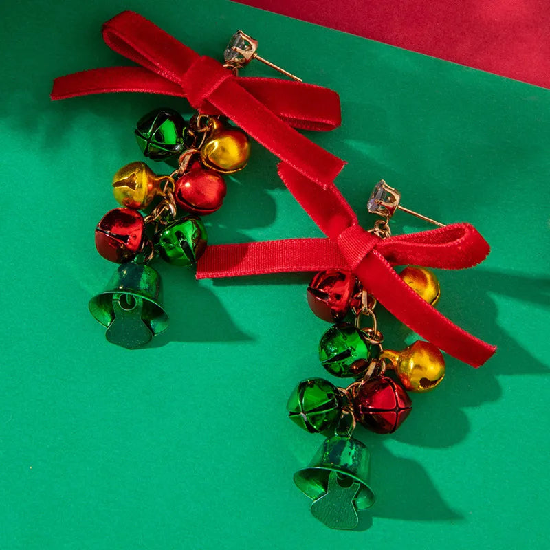 Cute Butterfly Knot Christmas Series Earrings Women's Fashion Alloy Jewelry Christmas Style Elegant Dangle Studs