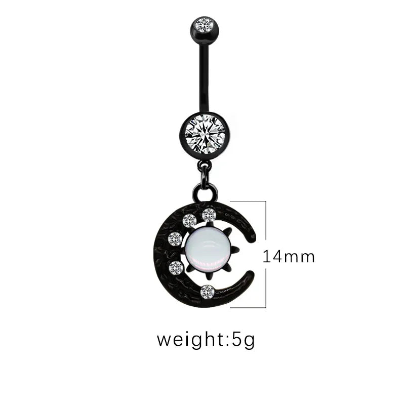 1 Piece Belly Rings Casual Hip-Hop Moon Heart Shape Stainless Steel Arylic Alloy Plating Acrylic Glass