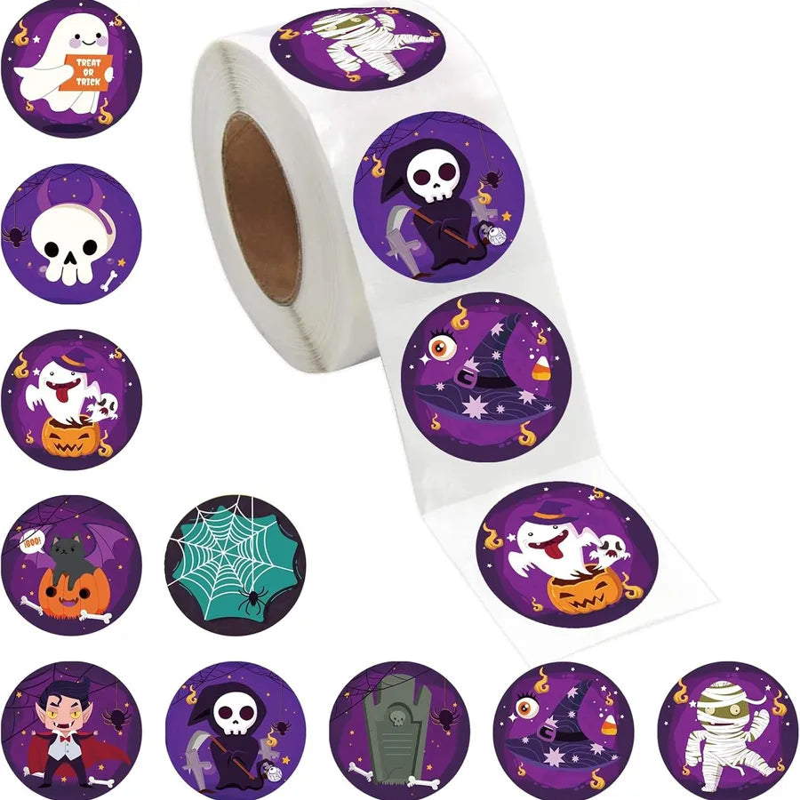 500 Pieces Halloween Festival Celebration Skeleton Non-drying Adhesive Stickers Labels Sealing Stickers Cardstock Material