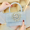 New   Fashion Retro Diamond-encrusted Flower Knot Chain Small Square Bag Rhinestone Handbag Crossbody Evening Bag