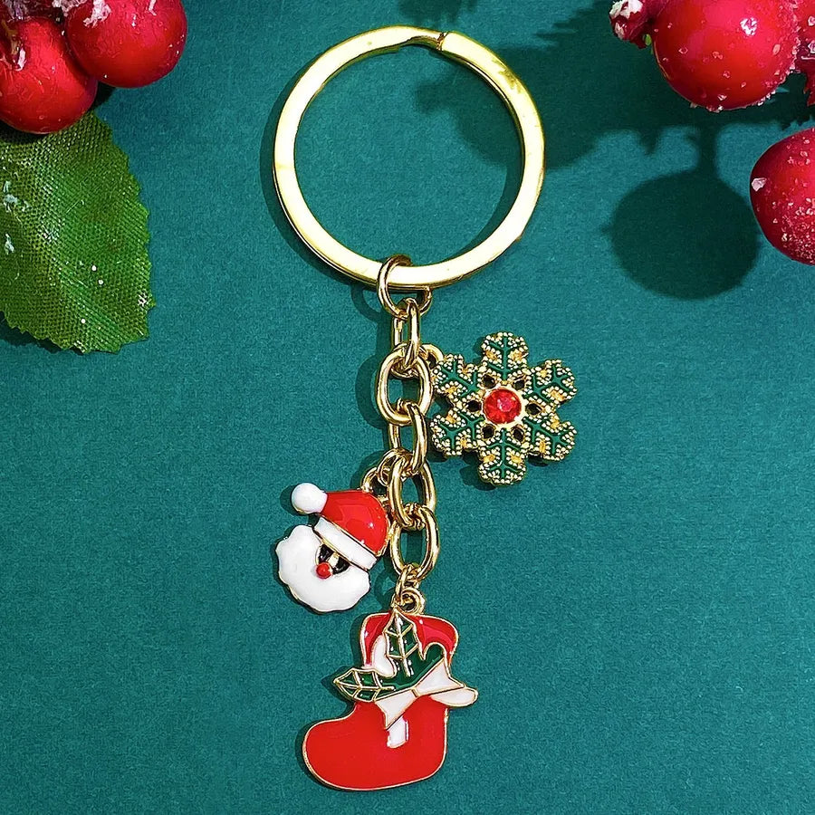 Classic Style Santa Claus Alloy Christmas Women's Keychain