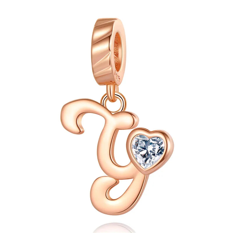 Ornament Letter Pendant S925 White Copper Rose Gold Necklace Pendant Diy Bracelet Charm Cross-Border Hot Sale Accessories