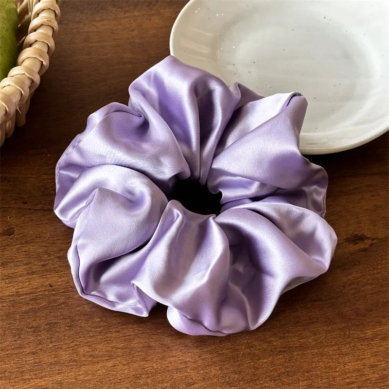 Elegant Lady Advanced Sense Women's Solid Color satin Hair Tie